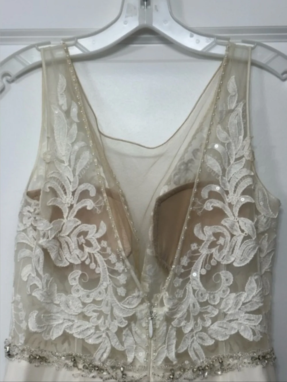 Ivory Lace Bodice A-Line Dress with Side Slit